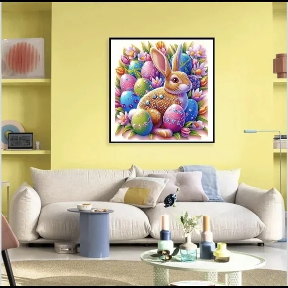 Easter Egg Bunny Spring Flowers 5D Diamond Painting Kit New - Picture 2 of 7